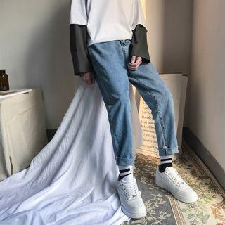 Slim Fit Fray Hem Jeans