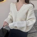 Off Shoulder Cable Knit Sweater / Ruffle Hem Midi Knit Skirt