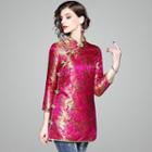 Jacquard 3/4-sleeve Chinese Traditional Top