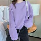 Plain Drawstring-hem Sweatshirt