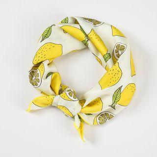 Printed Satin Scarf Yellow - 50cm X 50cm