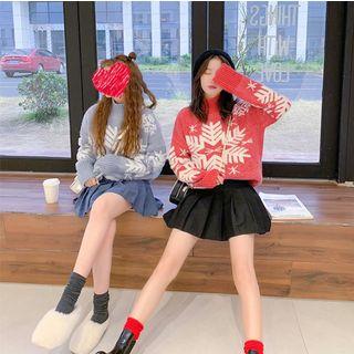 Turtleneck Snowflake Print Sweater
