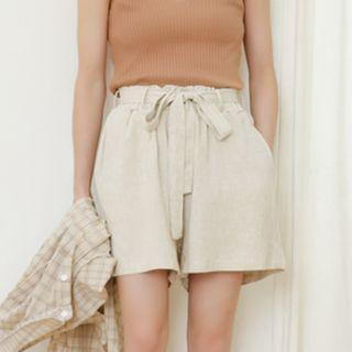 Tie-waist Wide Leg Shorts As Shown In Figure - One Size