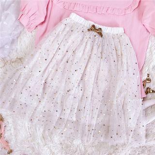 Glitter Mesh Mini Skirt