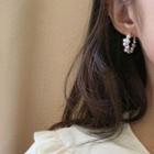 Beaded Rhinestone Hoop Earrings Gold - One Size