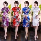 Traditional Chinese Short-sleeve Floral Dress