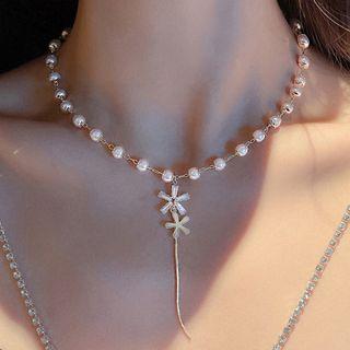 Beaded Necklace 1 Pc - Gold - One Size