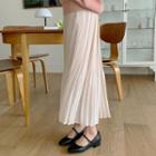 Band-waist Crystal-pleat Maxi Skirt