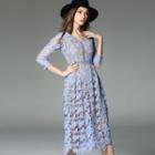 3/4 Sleeve Crochet Lace Midi Dress