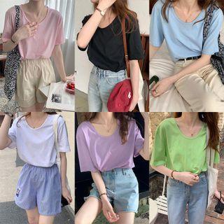 Short-sleeve Round-neck Wide T-shirt