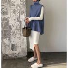 Turtleneck Knit Vest / Asymmetric Mock-neck Knit Dress