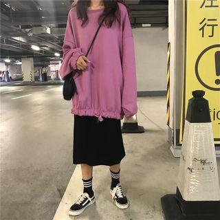 Drawstring Hem Oversized Top / Plain Skirt