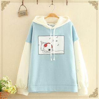 Color Block Dog Printed Hoodie