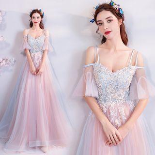 Embroidered Cold Shoulder Wedding Dress