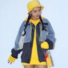 Color Block Zip Jacket Blue - M