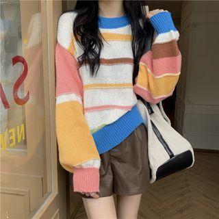 Striped Sweater Pink & Blue & Yellow - One Size