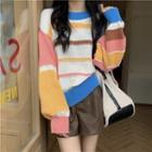 Striped Sweater Pink & Blue & Yellow - One Size