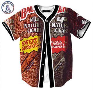 Cigarette Print Short-sleeve Buttoned Jacket