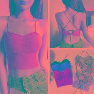 Plain Lace Up Back Cropped Camisole