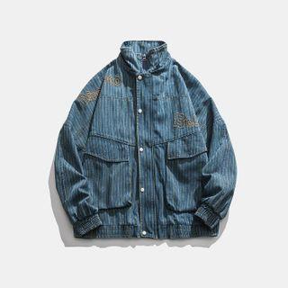 Long-sleeve Striped Denim Jacket