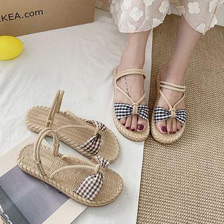 Plaid Fabric Slide Sandals