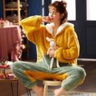 Furry Long-sleeve Color Block Jumpsuit