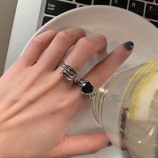 Heart / Faux Crystal Alloy Open Ring