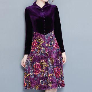 Long-sleeve Mock Two Piece Cocktail Dress