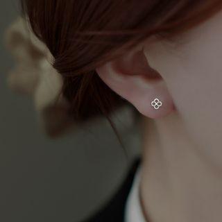 Flower Rhinestone Sterling Silver Earring 1 Pc - Silver - One Size