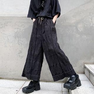 Ruched Wide-leg Pants Black - One Size