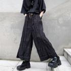 Ruched Wide-leg Pants Black - One Size
