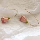 Flower Drop Earring 1 Pair - Gold & Pink - One Size