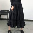 Shirred A-line Midi Skirt