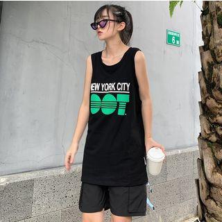 Mock Two-piece Printed Long Tank Top