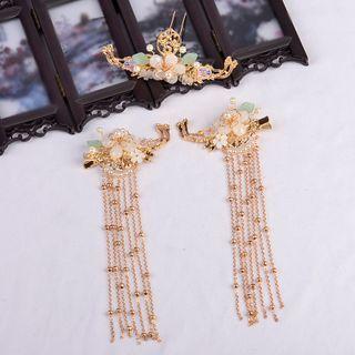 Retro Faux Crystal Flower Fringed Hair Stick / Hair Clip / Set