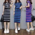 Set: Striped Short-sleeve T-shirt + Straight-fit Skirt