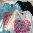 Elbow-sleeve Lettering Chained T-shirt