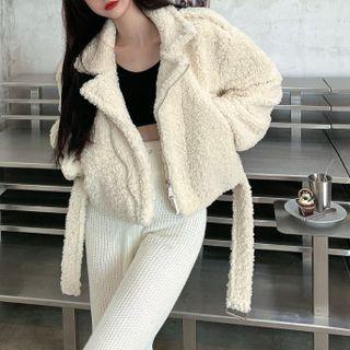 Faux Shearling Zip Jacket / Wide Leg Pants
