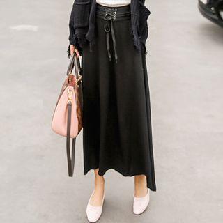 Lace-up Front Maxi Skirt