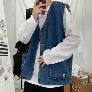 Double Pocket Denim Vest
