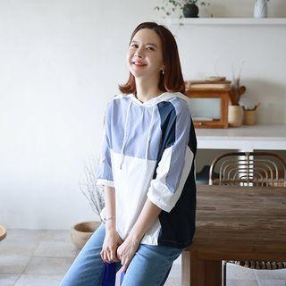 Striped Color-block Hoodie