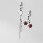 Sterling Silver Asymmetrical Heart Drop Earring 1 Pair - Wine Red & Silver - One Size