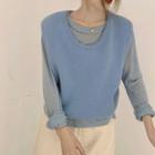 Long-sleeve T-shirt / Plain Knit Vest