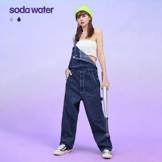 Stitched Denim Sleeveless Jumpsuit