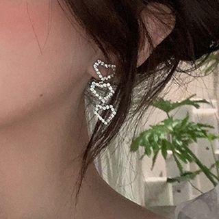 Heart Rhinestone Alloy Dangle Earring 1 Pair - Sivler - One Size