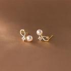 Rhinestone Bead Stud Earring 1 Pair - Gold - One Size