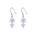 Simple 925 Sterling Silver Earrings With White Austrian Element Crystal Silver - One Size