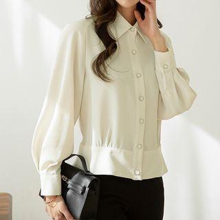 Band-hem Crepe Shirt