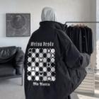 Checkerboard Print Padded Zip Jacket