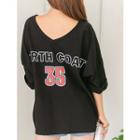 Letter-printed Raglan Cuff-sleeve T-shirt